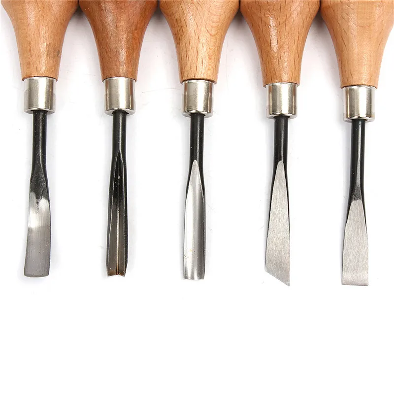 5pcs Wood Carving Chisel Woodworking Carving Knife Set Knife End/Corner/Tilt/Round/Arc Machete Wood Engraving DIY Hand Tool Set