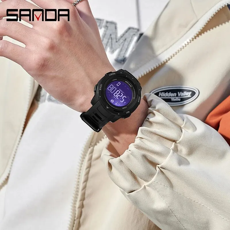 Fashion Sanda 2145 Brand Men Sports Pedometer Calories 50m Waterproof Led Digital Sports Military Wrist Watch Relogio Masculino