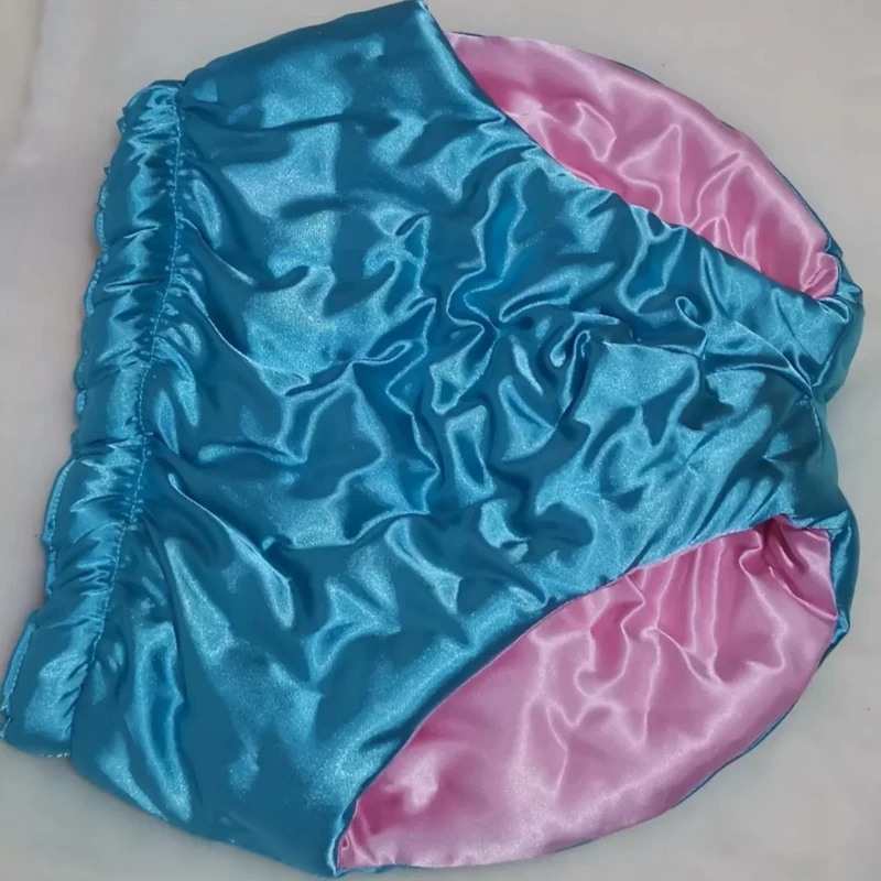 Handmake Man Silky Soft Blue Pink High Waist briefs Live Show Dance Private Party Sexy Costume Cotton Panty FKK (size big puffy)