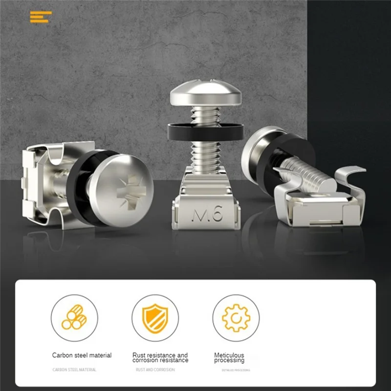 50 Pz M6x16mm Viti per armadio Montaggio su rack Gabbia Dadi Rondelle per viti per ripiani di distribuzione del telaio del server Routers-B51B