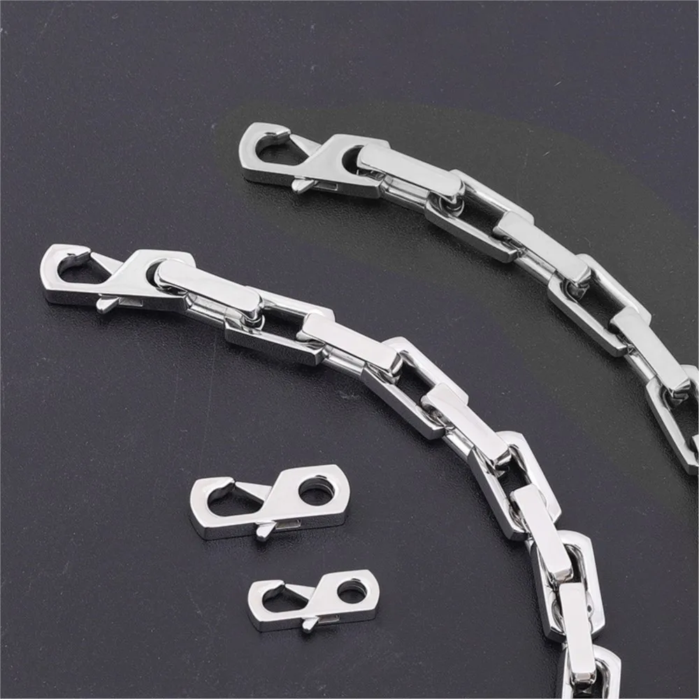 1 قطعة الفولاذ المقاوم للصدأ مستطيل سلسلة مشبك الشرير الهيب هوب روك سوار معصمه قلادة المشبك موصل DIY بها بنفسك صنع المجوهرات