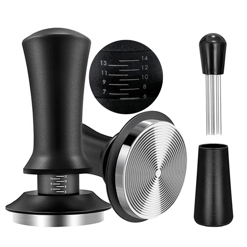 Customizable  Tamper Spring Espresso Tamper 51mm 53mm 58mm Coffee Tampers and Coffee Stirrer Stainless Steel Tampers Coffe
