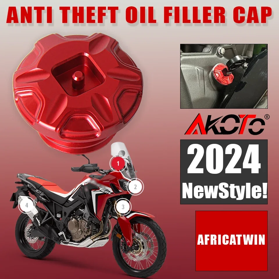 

Motorcycle Anti theft Oil Filler Cap Accessories Engine Oil Plug Cover For HONDA AfricaTwin 1100 1000 CRF1000L CRF1100L CRF