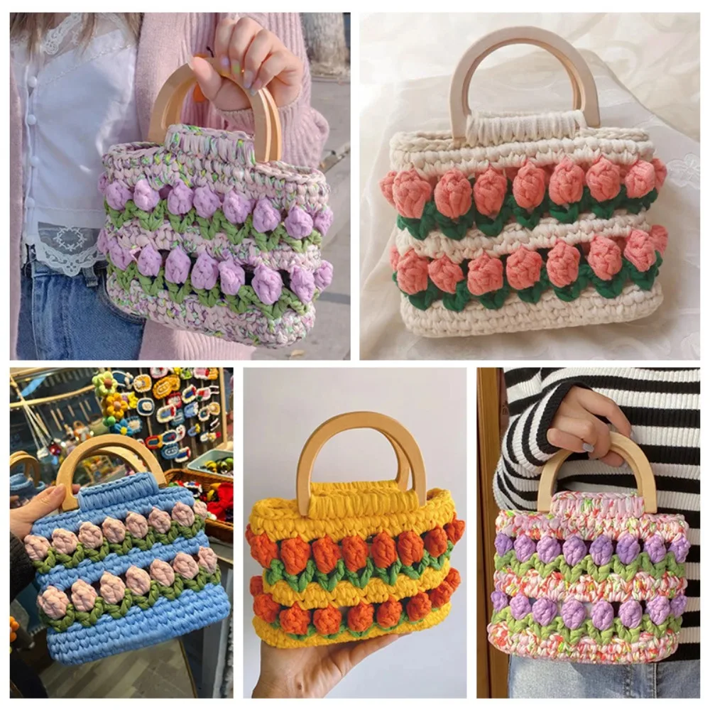 1 Pair Replacement DIY Woven Bag Purse Handbag Bag Handles D Ring Handle Handcrafted Accessories