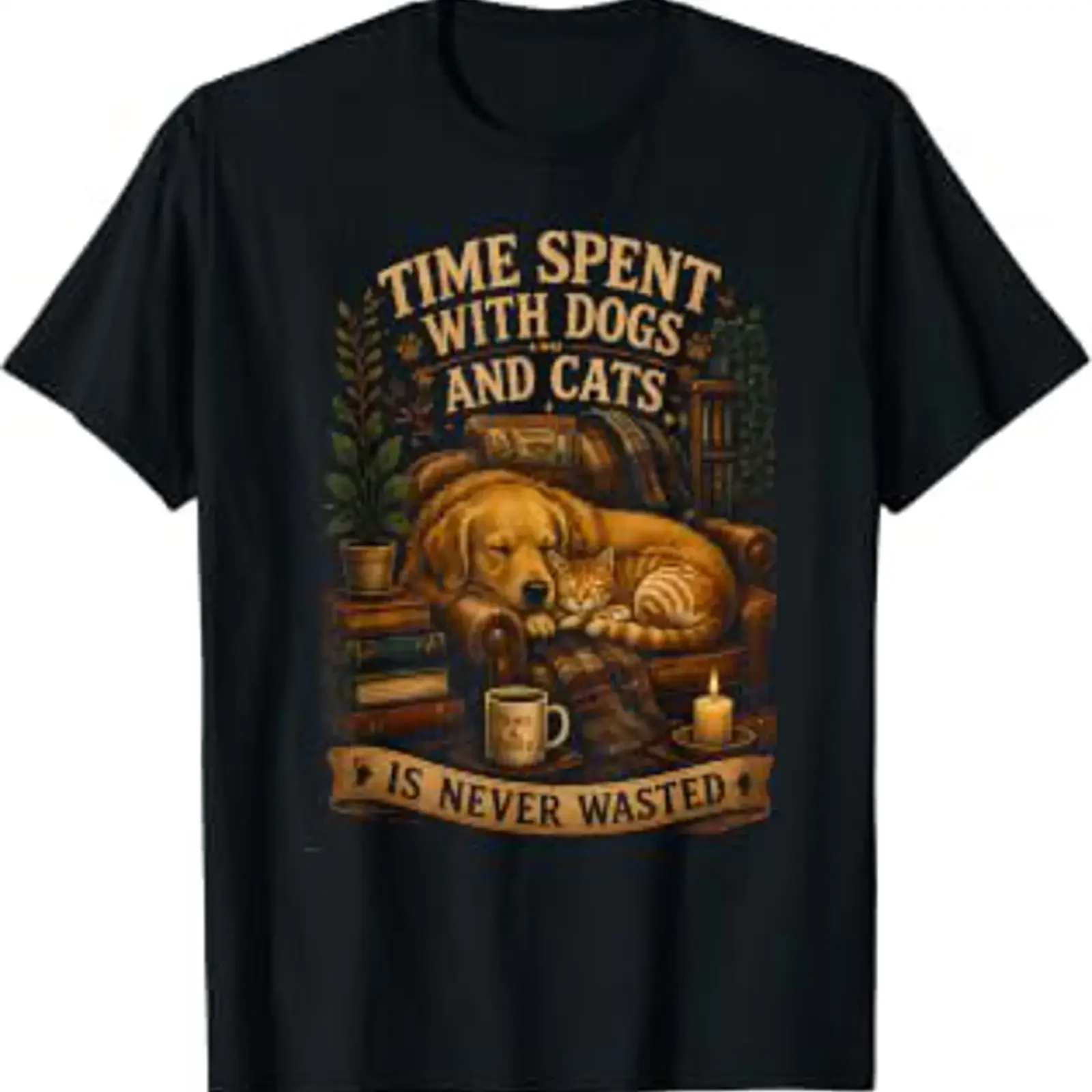 Le Temps passé avec Les Chiens et Chats n'est jamais Perdu T Shirt vintage Washed graphic Breathable designer clothes