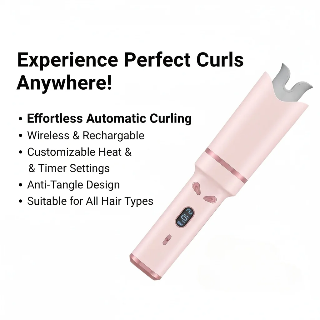 Rechargeable Cordless Hair Curling Iron LED Display Automatic Wireless Rotating Deep Waver Fast Heating ROHS Hair Styling
