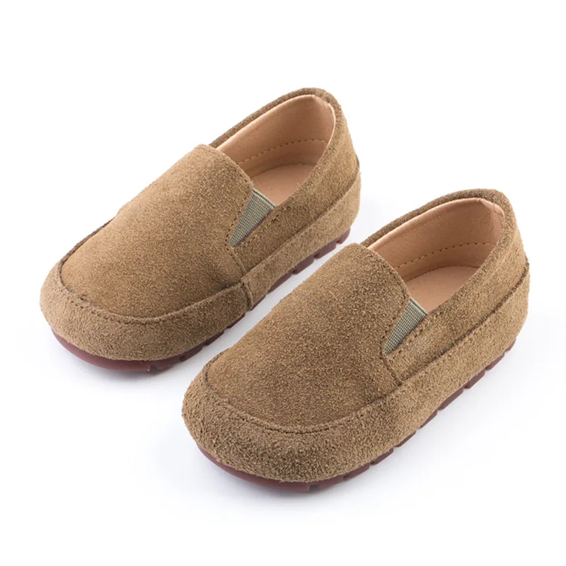 Children Suede Single Shoes British Style Soft Non-slip Kids Casual Shoes Genuine Leather Boy Shoes Vintage Toddler Girls Flats