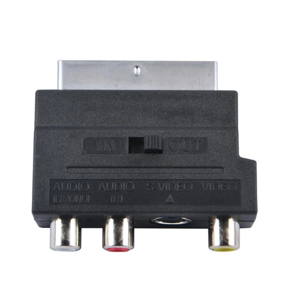 SCART Male to 3 RCA Female Adapter TV AV S-Video Input Output Switch Connector for 21 Pin SCART EU Plug-in Interface Machine