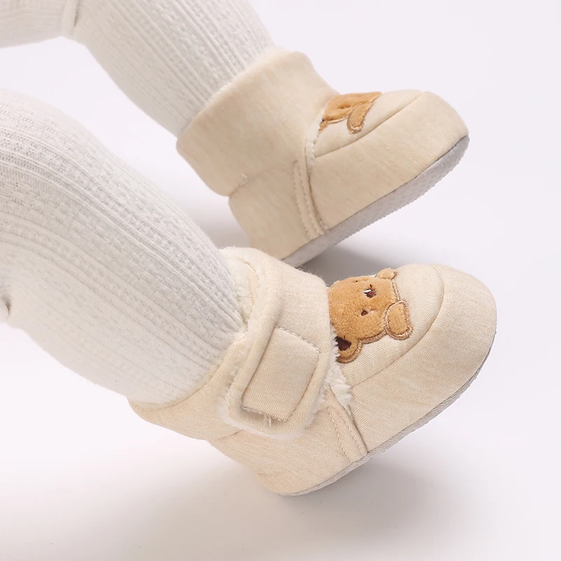 Winter-Baumwollschuhe für Neugeborene 0-1 Jahr Alte Jungen und Mädchen Baby Cartoon Teddybär mit Plüsch Warme Laufstiefel – Detail 6