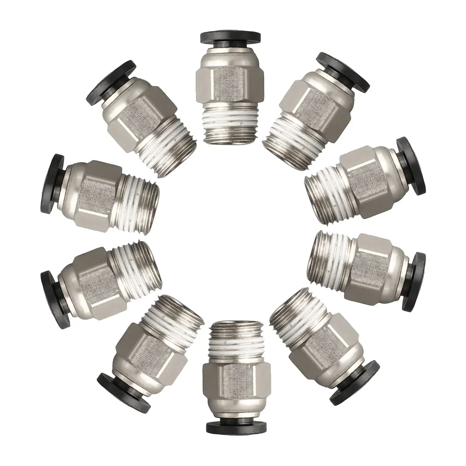 10Pcs PC4-M10 External Thread Straight Pneumatic Connector PTFE Tube Push In Quick Fitting Connector Fit For 3D Printer