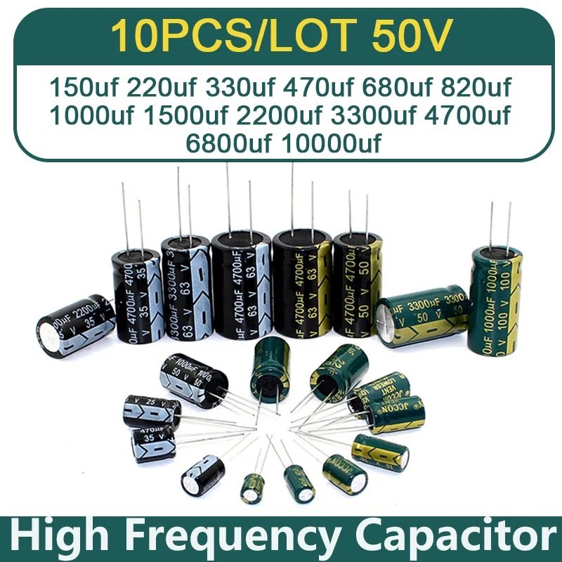 

10PCS 50V DIP Aluminum Electrolytic Capacitor 150 220 330uf 470uf 680uf 820uf 1000uf 1500uf 2200uf 3300uf 4700uf 6800uf 10000uf