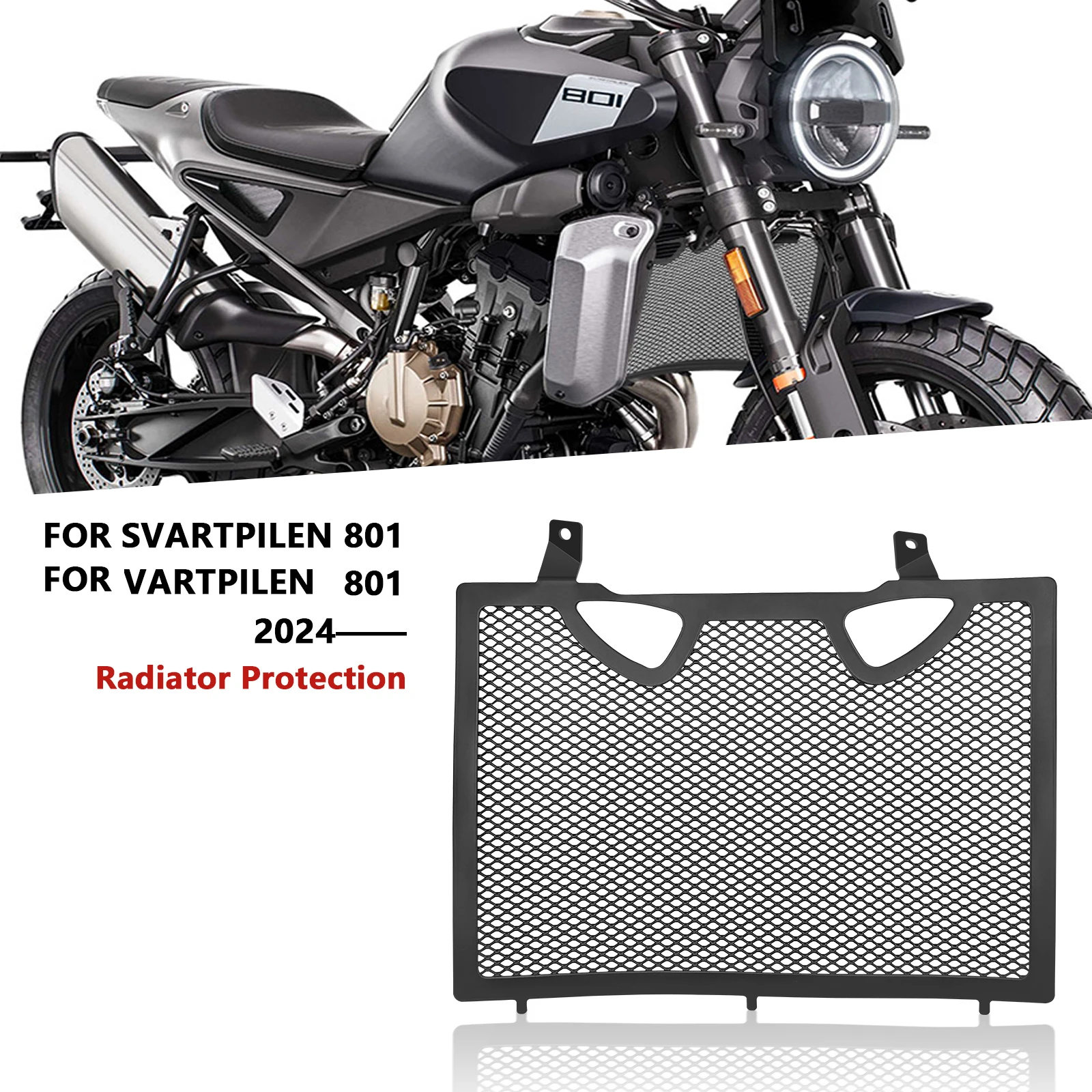 For SVARTPILEN VARTPILEN 801 2024 Radiator Guard Grille Protective Cover Protector Heat dissipation network Radiator protection