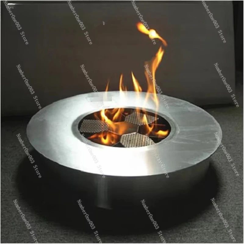 Stainless Steel Manual Ethanol Round Fireplace Insert