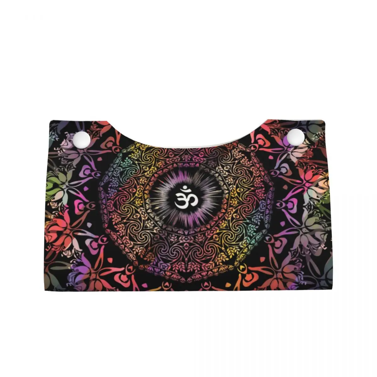 Custom Mandala Om Buddhism Aum Tissue Box Holder Rectangular Zen Yoga Meditation PU Leather Facial Tissue Box Cover for Car Home