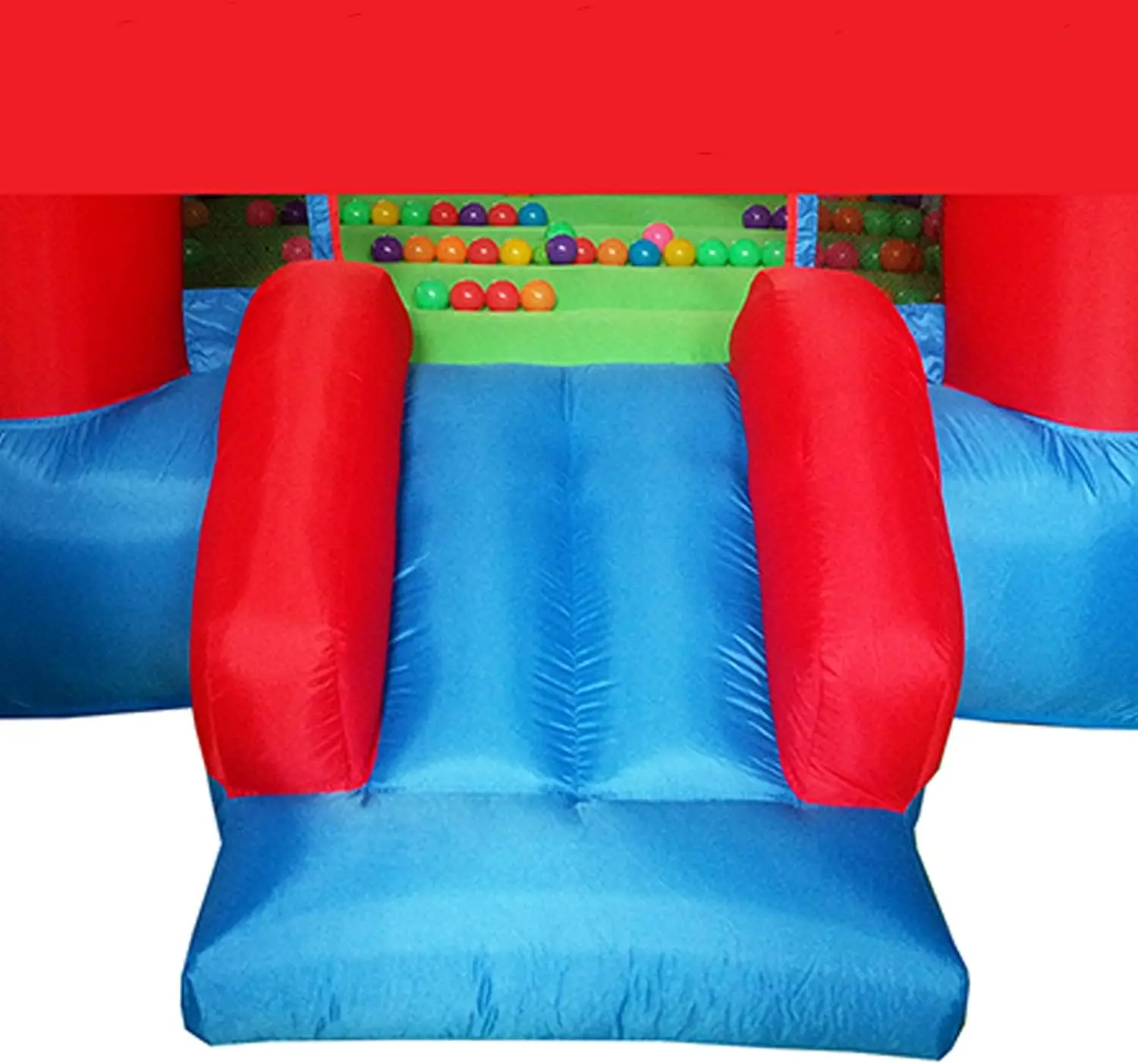 8x7 Foot Junior Inflatable Bouncer, Kid Park, Jumping Bouncing House, Jump Slide Playhouse w/ 50 Pit Balls, 3 Sides Mesh Protect