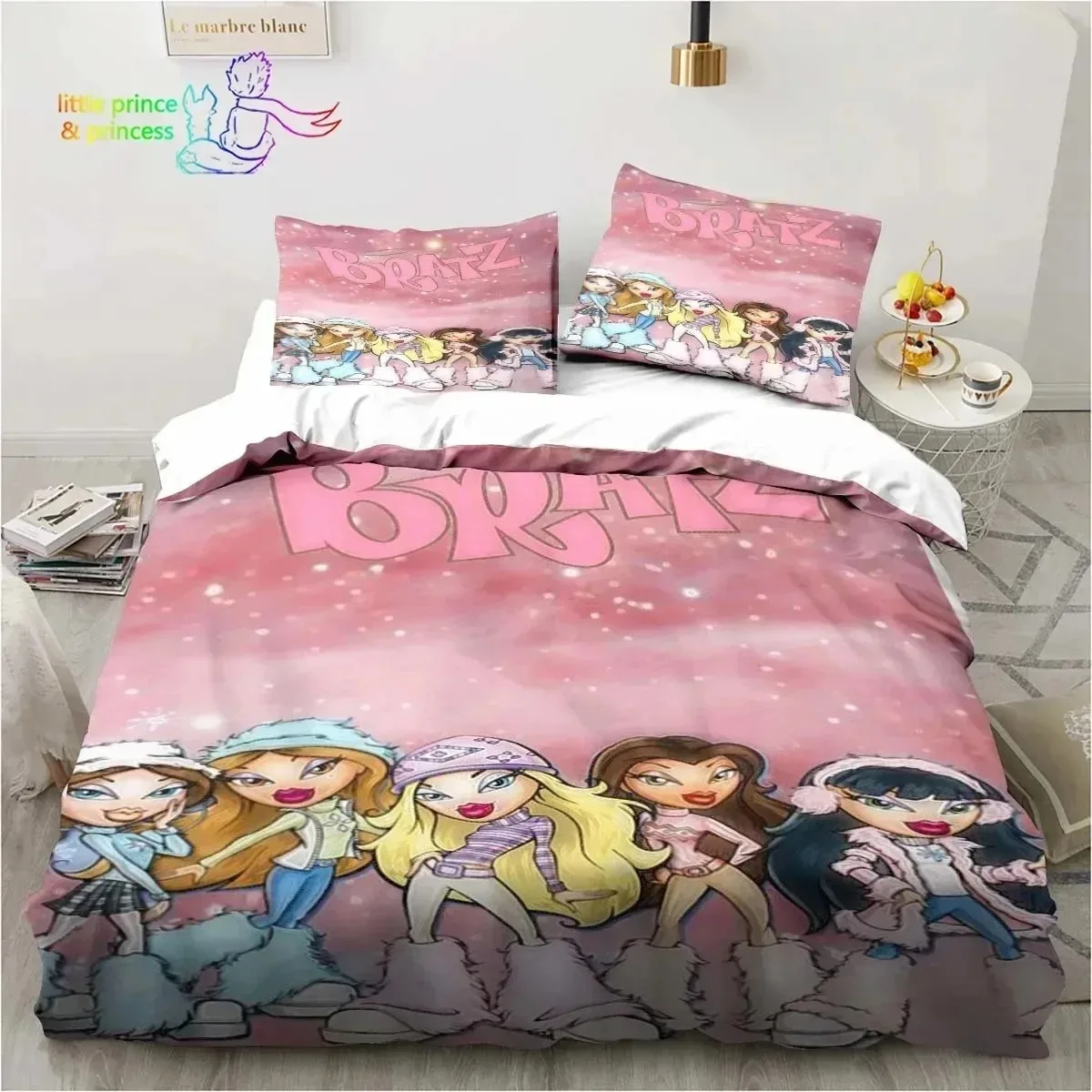 

Cartoon Bratz Doll Bedding Set 3D Printed Suitable for Bedroom Duvet Cover Set With Pillowcases Kids Home Textile