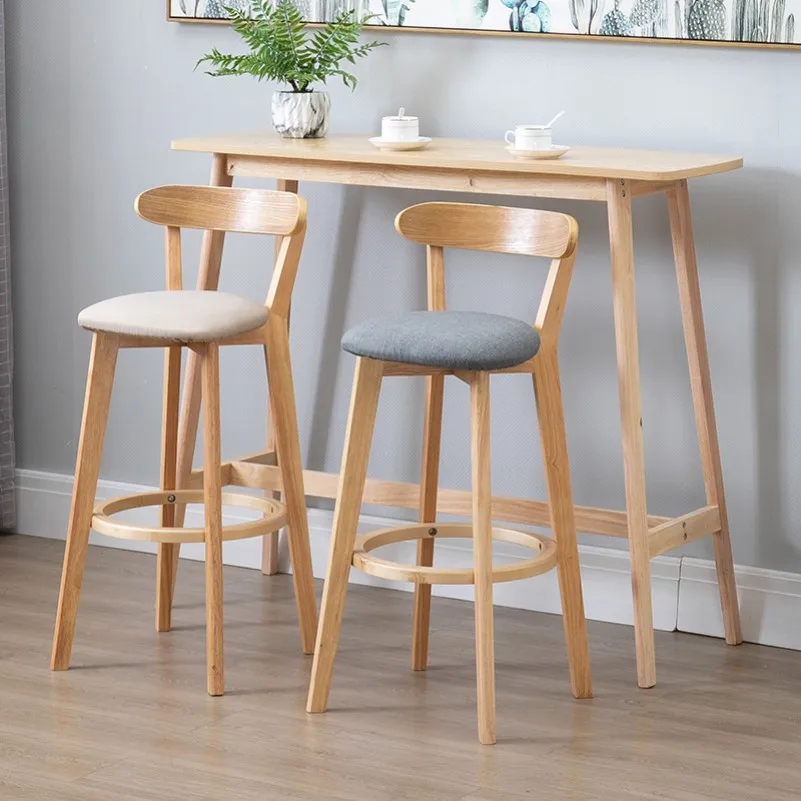 Tabourets de Bar hauts en bois massif, pour salon, hôtel, balcon, arrière, chaises de Bar, réception, Restaurant, meubles hauts HY50CT