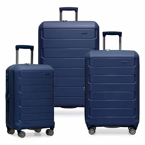

Traveler's Choice Pagosa Indestructible Hardshell Expandable Spinner Luggage, Navy, 3-Piece Set (22/26/30)
