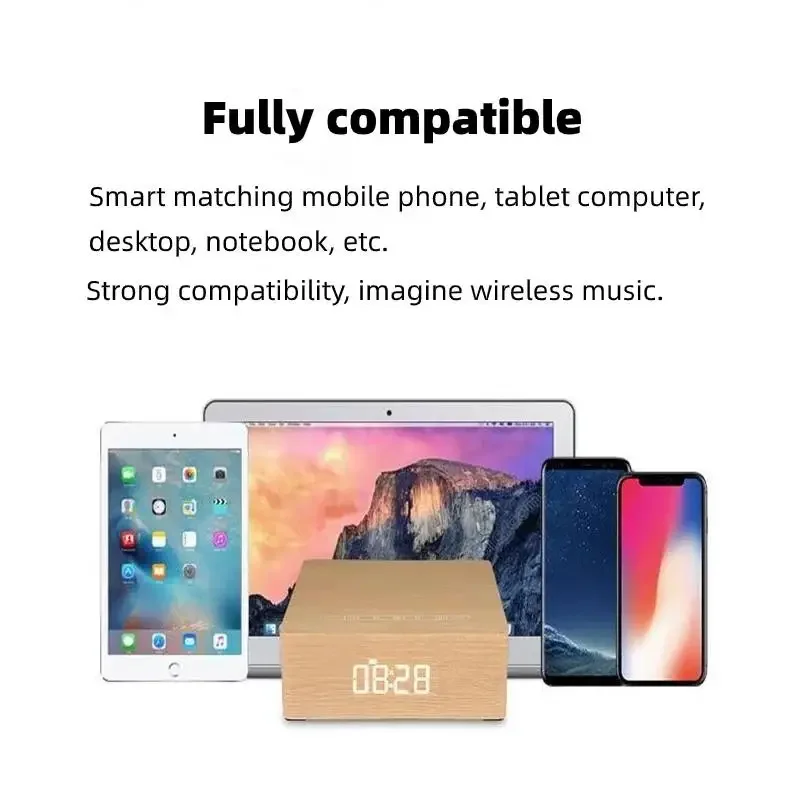 20W 나무로 되는 Bluetooth 스피커 무선 위탁 접촉 통제 시계 전시 4개 단위 건강한