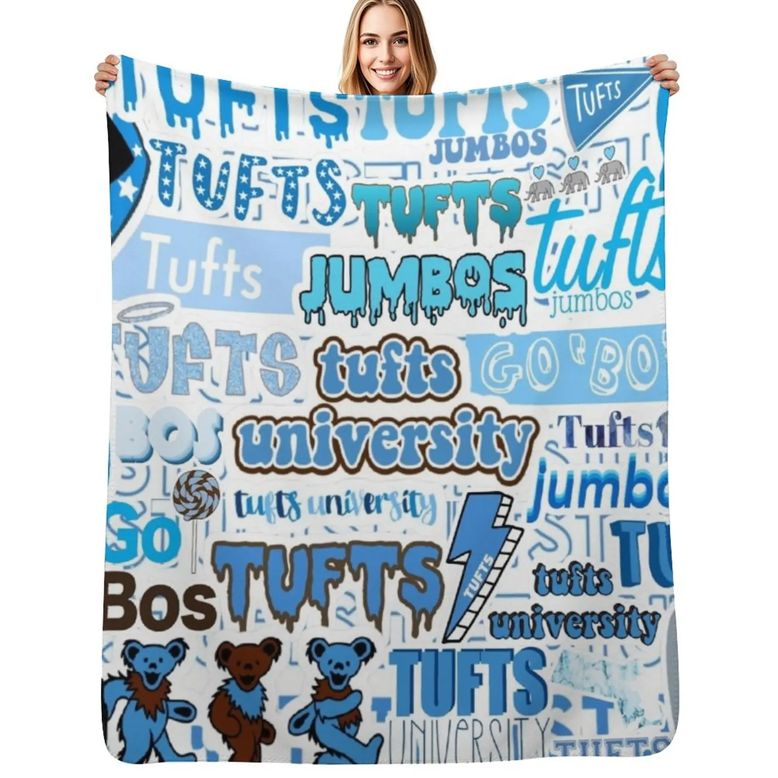 

tufts design collage Throw Blanket Soft Sherpa Fleece Warm Blanket for Winter
