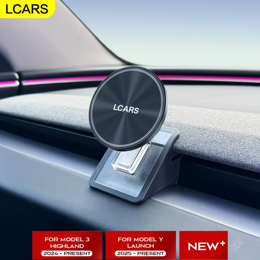 Lcars Is Suitable for the Updated Tesla Model 3 Highland 2024 and Model Y Juniper Magnetic Phone Holder for Air Vents, Clip-On Soft Rubber Transparent Abs Multifunctional Navigation Support Bracket for the Car Interior