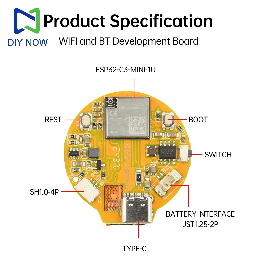 1.28 polegadas display circular 240*240 ips gc9a01 display ESP32-C3 wifi módulo de placa de desenvolvimento bluetooth integrado ESP32-C3-MINI-1U