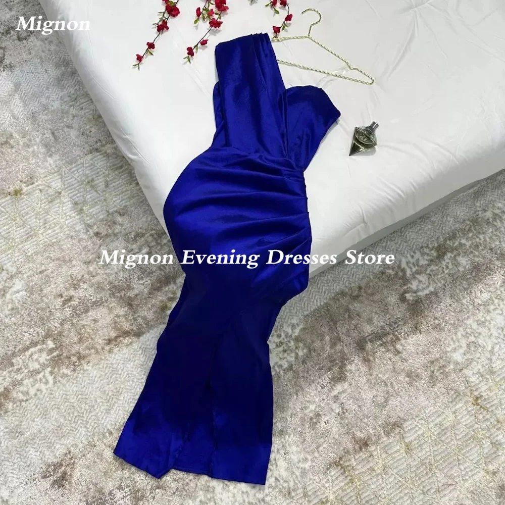 Mignon Satin Mermaid One-shoulder Populer Prom Gown Ruffle Ankle-length Formal Elegant Evening Party Dress for Women 2023