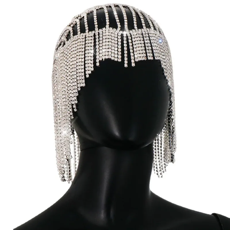 

Fashion Trend Tassel Hair Chain, Show Party Full Diamond Hair Accessories Hat