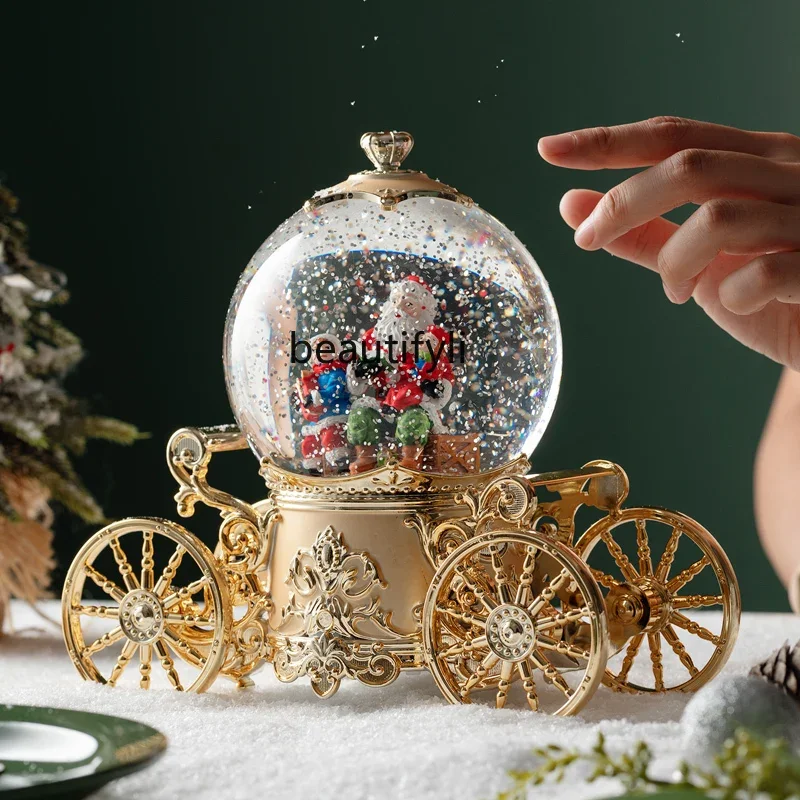 Christmas music box carriage music crystal ball snowman children birthday gift girl gift