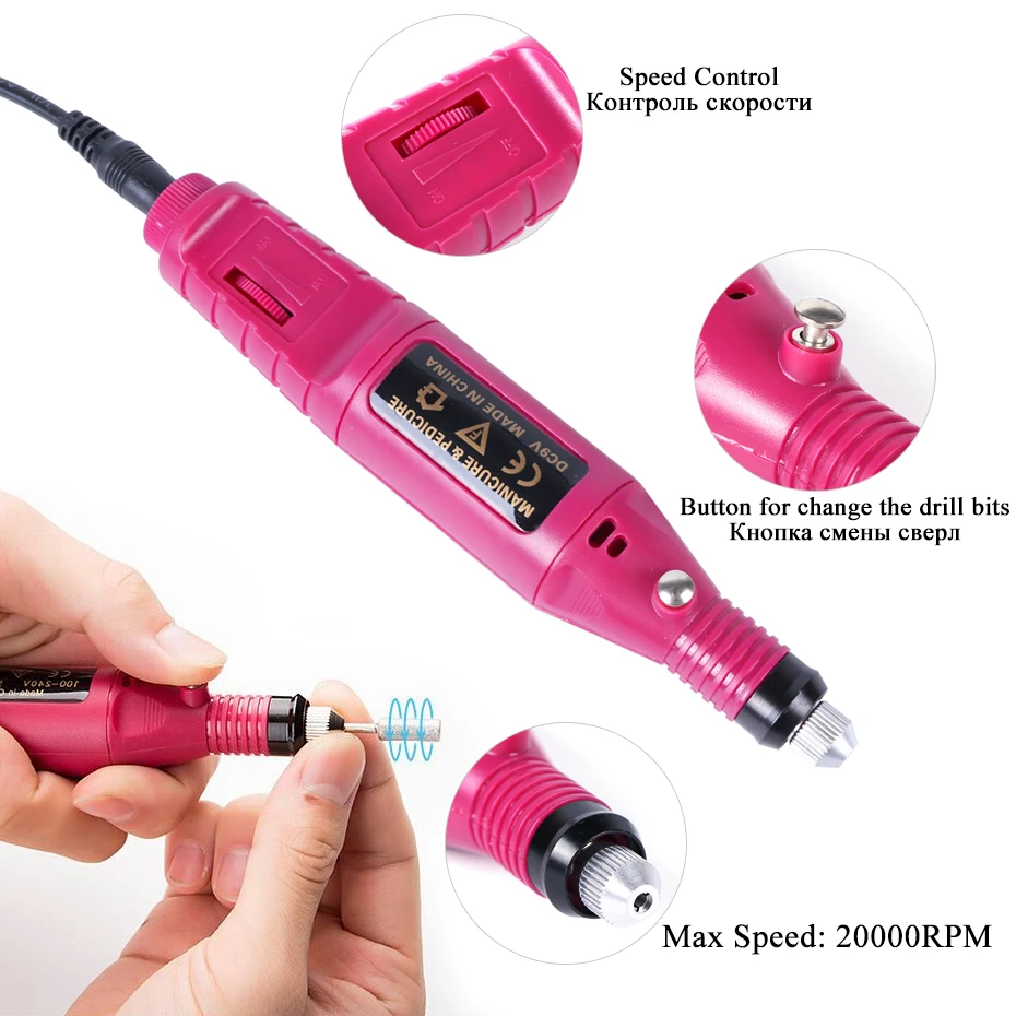 Professional Nail Drill Machine Electric Manicure Milling Cutter Set Nail Files Drill Bits Gel Polish Remover Tools