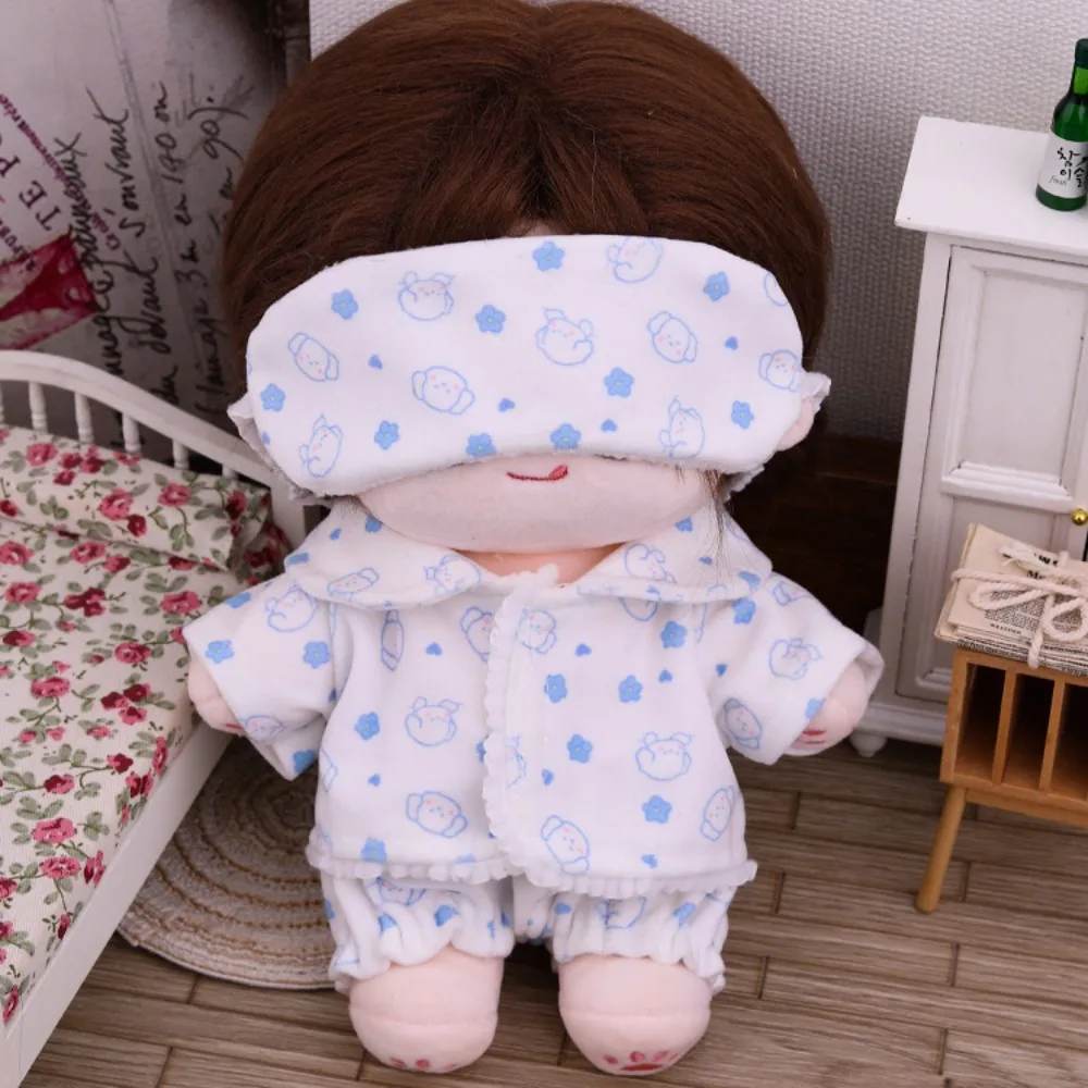 Doll Clothes for 20cm Idol Dolls Baby Doll Lovely Pajamas with Eye Mask Stuffed Cotton Toy for Korea Kpop Star Doll Accessories