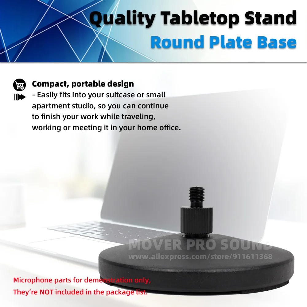 For Sennheiser Profile Tabletop Microphone Stand Round Plate Base Mike Support Desktop Table Desk Mic Holder Mount Pedestal