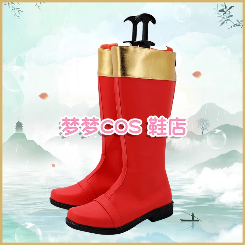 Super Sentai Bakuryuu Sentai Abaranger AbaRed, chaussures de Costume de Cosplay, bottes de fête de carnaval d'halloween, bottes en Faux cuir faites à la main