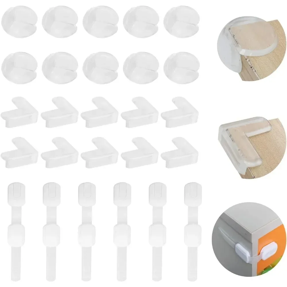 For Various Furniture, 3M Glue Drawer Locks 20 Baby Edge Protectors, 6 Children's Lockers, Baby Self-adhesive Corner Protector
