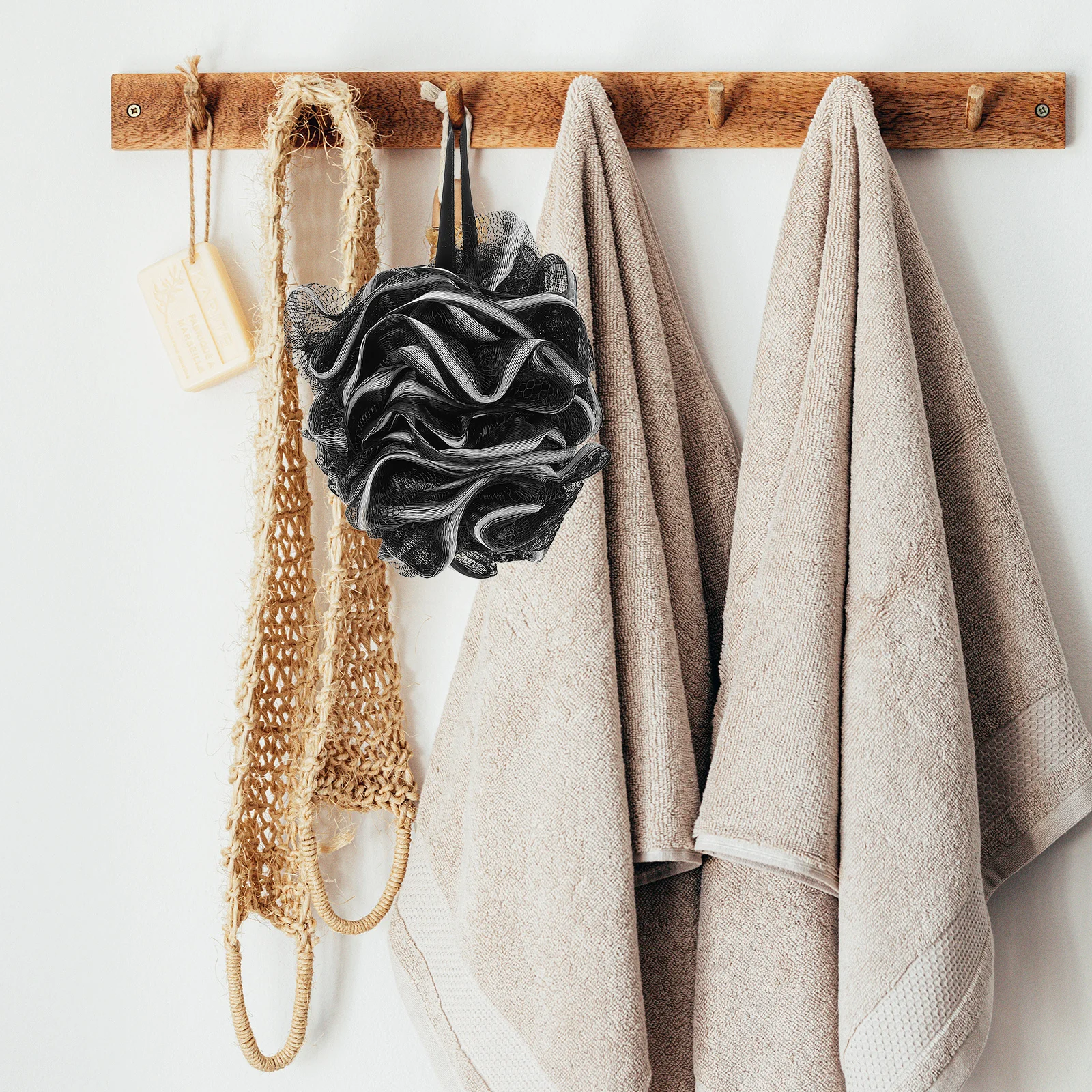 

4pcs Large Bath Ball Thick Durable Pe Nylon Exfoliating Shower Sponge Wear-Resistant Portable Bath Loofah Quick-Drying Lanyard