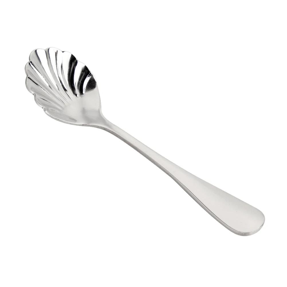 

Stainless Steel Shell Spoon Coffee Spoons Cocktail Shape Stirring Dessert Teaspoons Travel