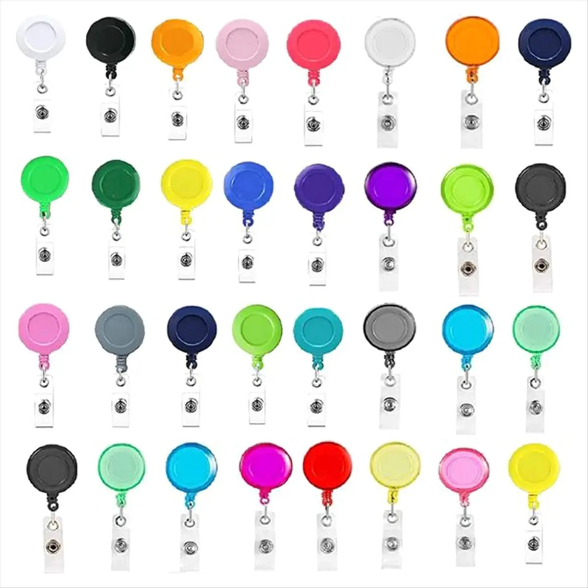 A24I 50 Pcs Retractable Badge Reel Clips Holder Mixed Solid Color Nurse Students Doctor ID Badge Holder for Hanging ID Card