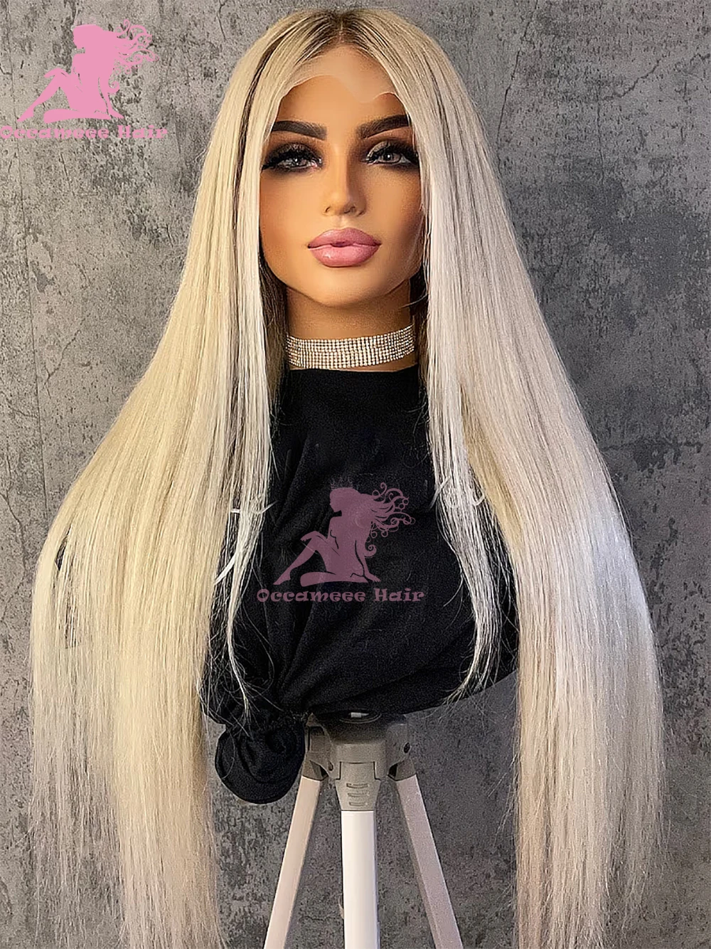 Ash Blonde Wigs human hair Brown Roots13x6 360 lace frontal wig straight Transparent Lace Brazilian Preplucked Human Hair Wigs