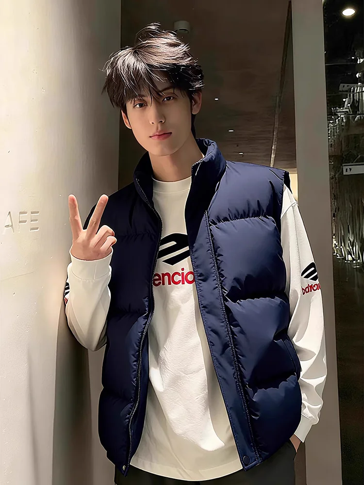 

Cleanfit k Blue down Vest Men's American Sle Trendy Brand Haome High-End Feeling Svel oulder Pad Jaet