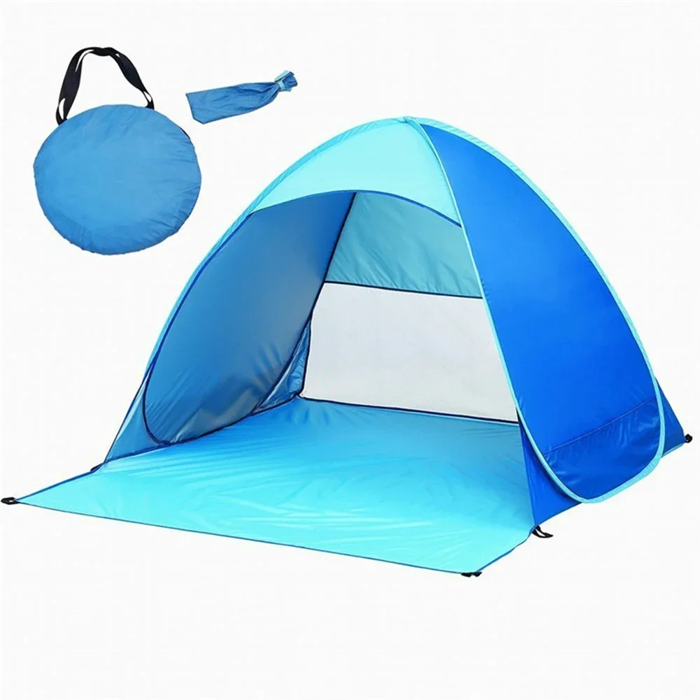 

Foldable Beach Tent – Sun Blocking and Wind Resistant Canopy with Pockets and Steel Pegs for Camping Hiking and Sporting Fun