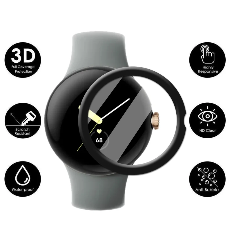 3D Curved Soft Edge Protective Film For Google Pixel Watch 2 Screen Protector TPU Soft Films For Google Pixel Watch Accessories