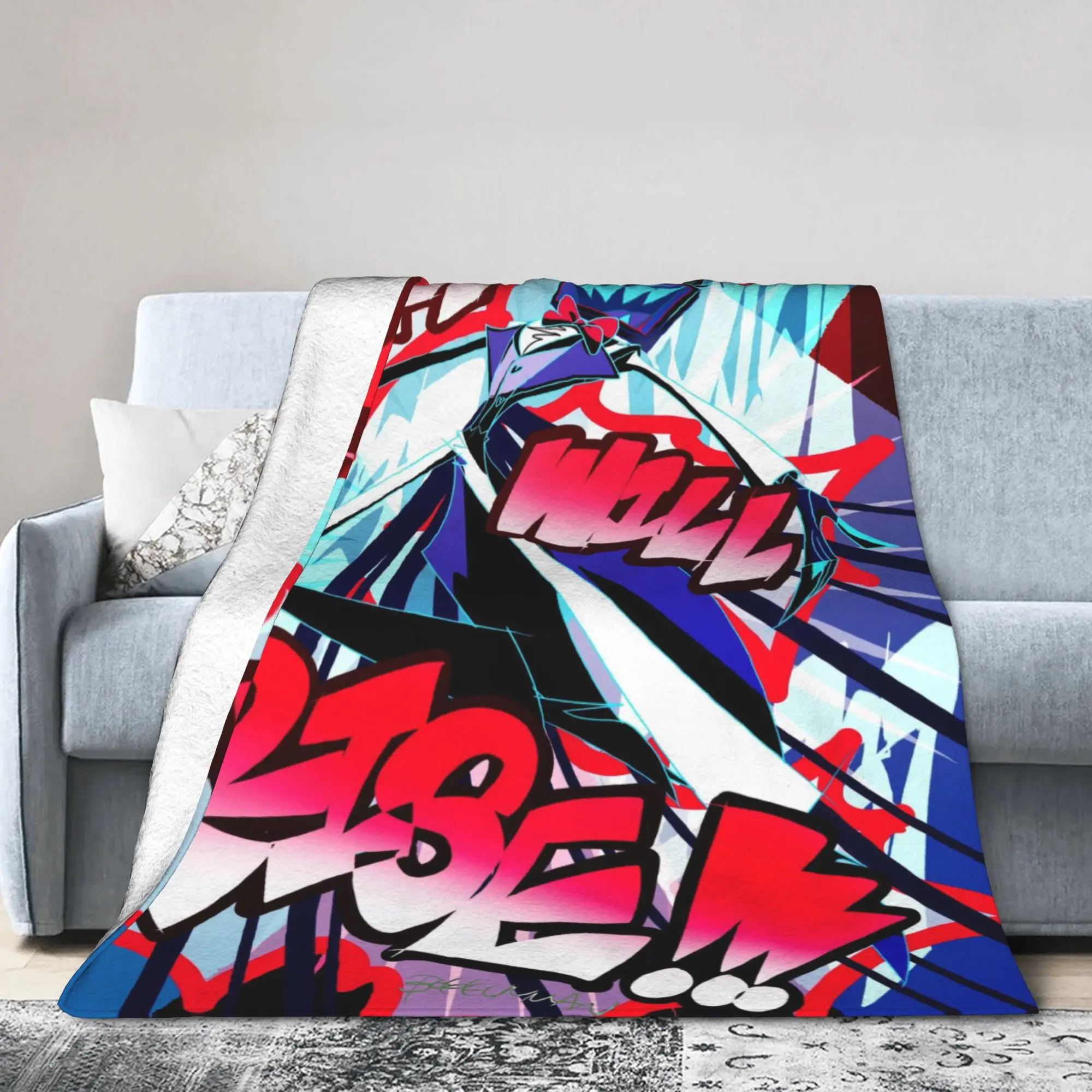 New Arrival hazbines hoteles alastor vox 2 Blanket Super Soft Flannel  Cozy Throw Blanket Machine Washable