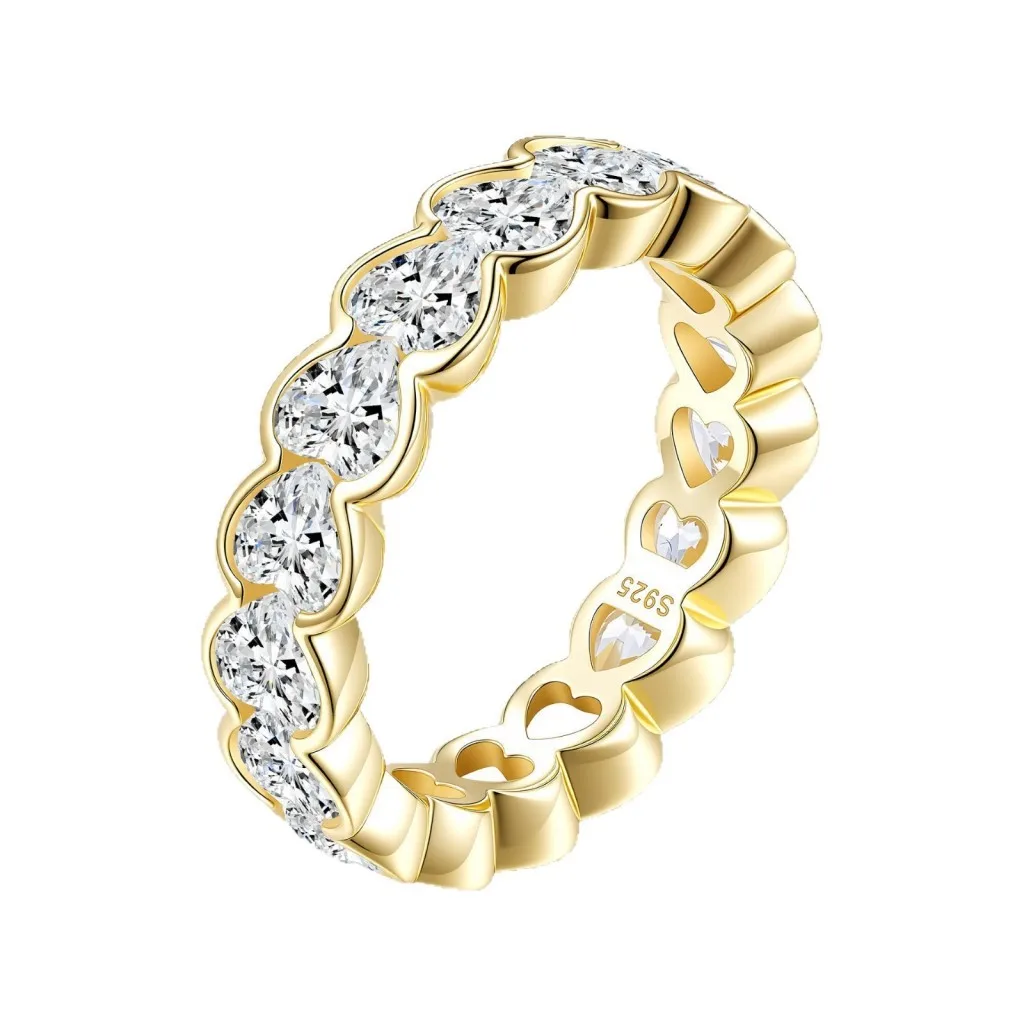BOCAI New S925 Pure Silver Jewelry Simple and Fashionable Inlaid With Moissanite Heart Engagement Ring Women's Selected Gift