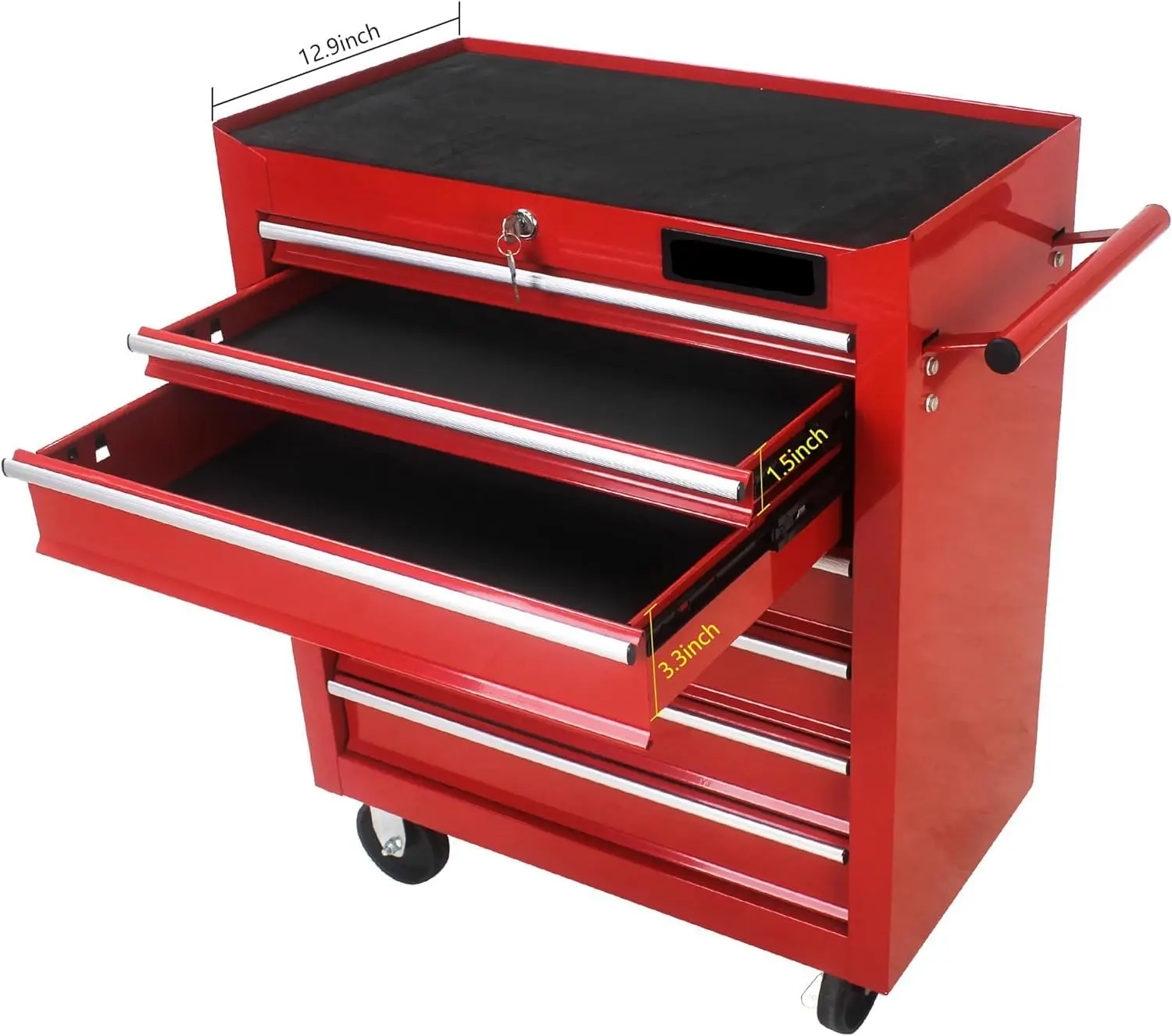 7-Drawer Rolling Tool Storage Cabinet with Liner, Adjustable Shelf, Locking Mechanism, Parking Brakes, Tool Cart Chest for Garag