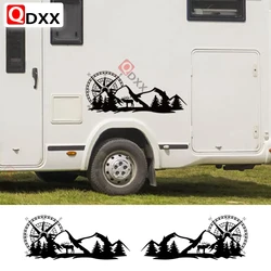 2PCS Car Stickers Mountain Graphics For Motorhome Horsebox Caravan RV Camper Van Body Decor Vinyl Decals Accessories