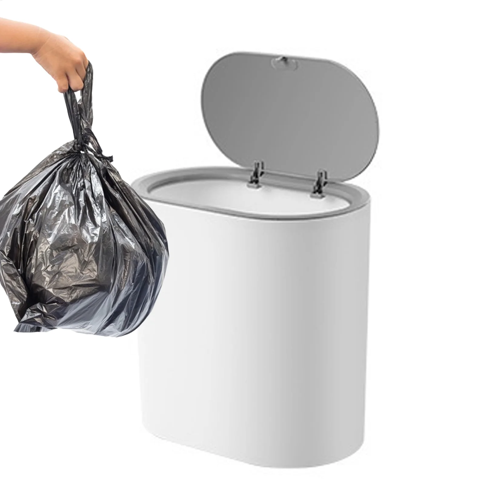 Badezimmer-Mülleimer mit Press-Top und Deckel, Mülleimer, Abfallkorb, stilvoller, schlanker Mülleimer, kompakte Räume, Papierkorb für die Küche