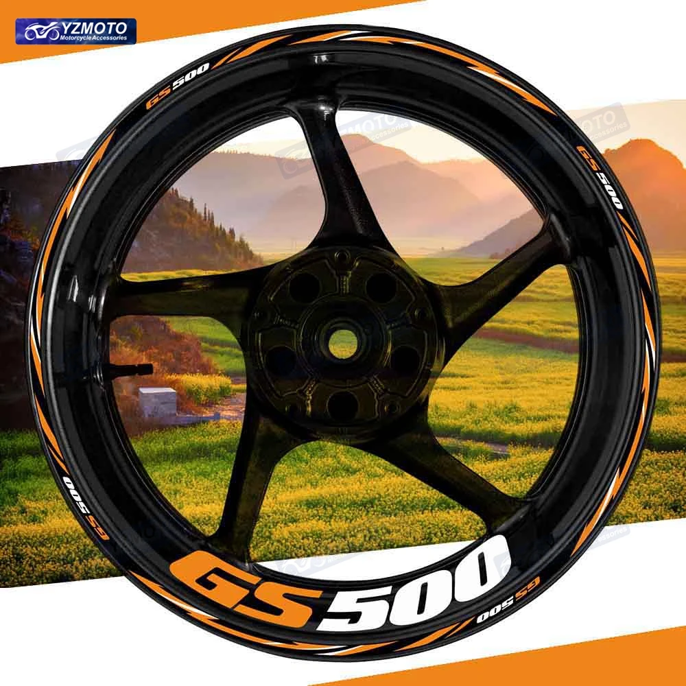 

Для мотоцикла GS500 17-дюймовая наклейка на переднее и заднее колесо в полоску, лента на колесо, декоративная светоотражающая водонепроницаемая наклейка на обод