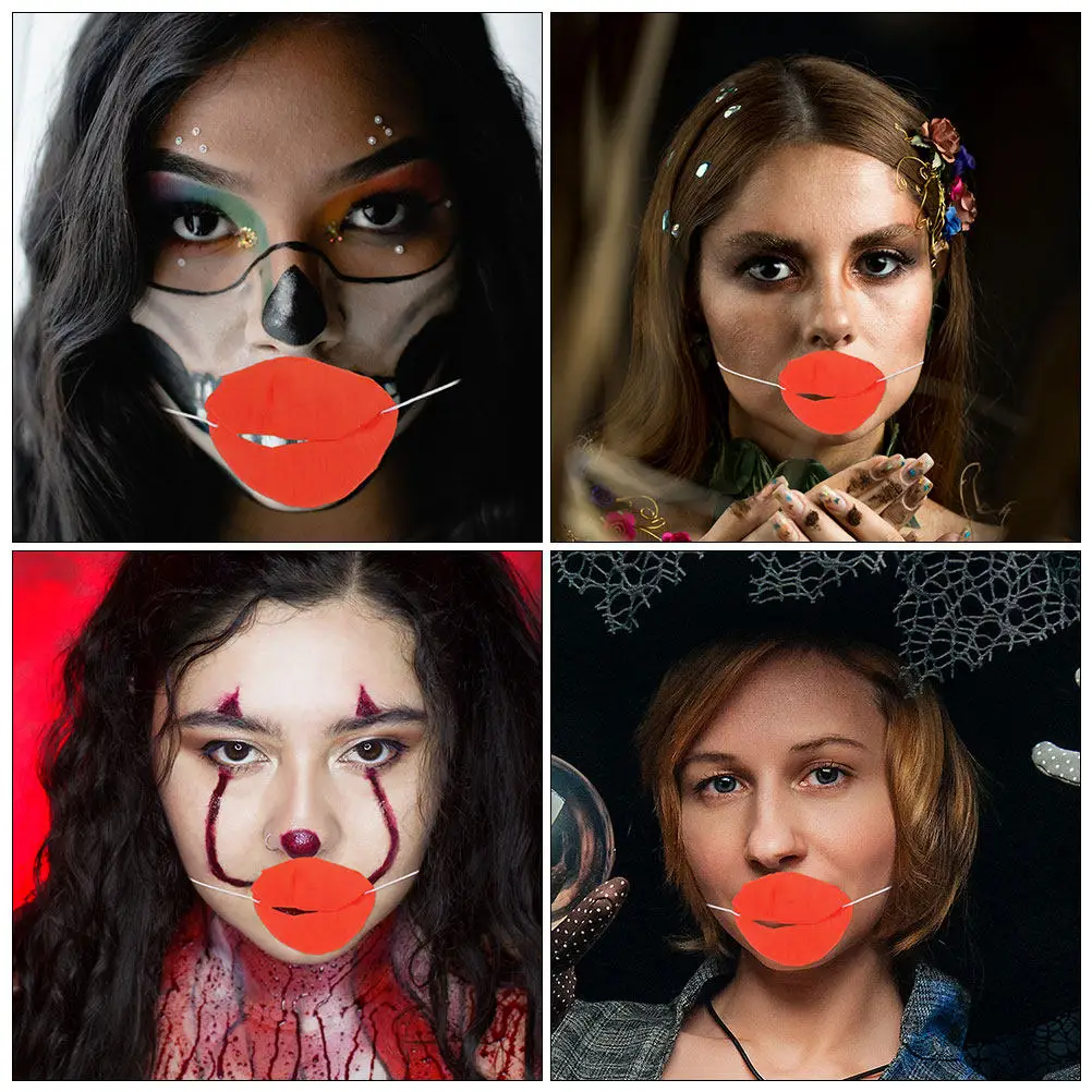 

6Pcs Red Lip Mouth Prop Big Sausage Lips Funny Cosplay Props for Wedding Games April Fool's Day Party Entertainment Interactive