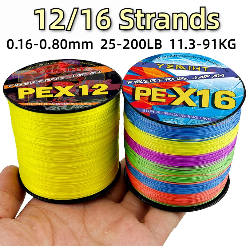 Multifilament Strong Braided Fishing Line 12/16 Strands Durable Smooth 100% PE Lure Wire 500M For Carp Fishing Accessories Pesca