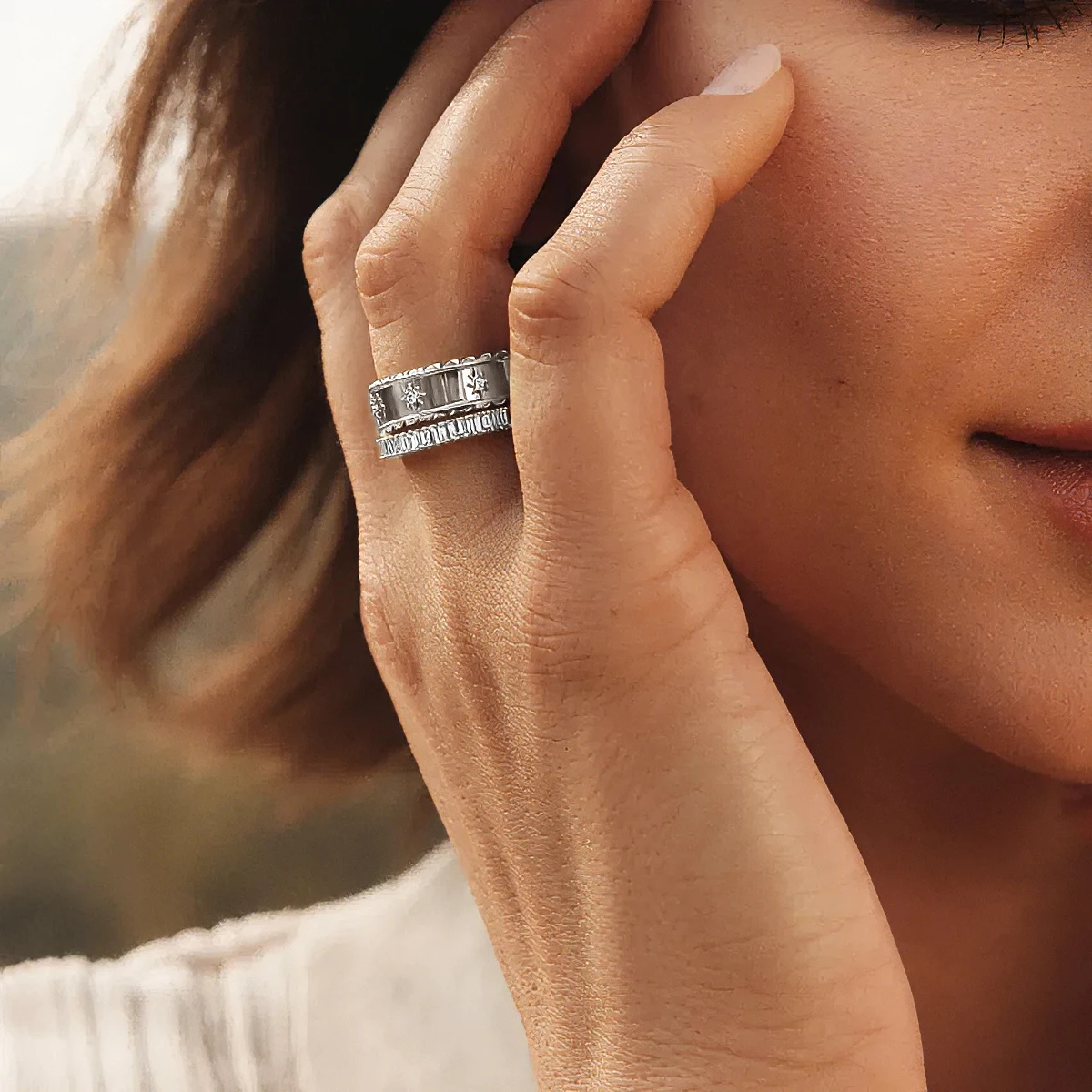 925 Sterling Silver Star Moissanite Band Ring Men Women Vintage Eternity Wedding Band Stackable Promise Ring Unisex Fine Jewelry
